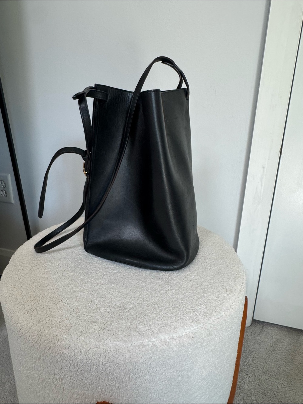 Celine Black Leather Shoulder Bucket Bag